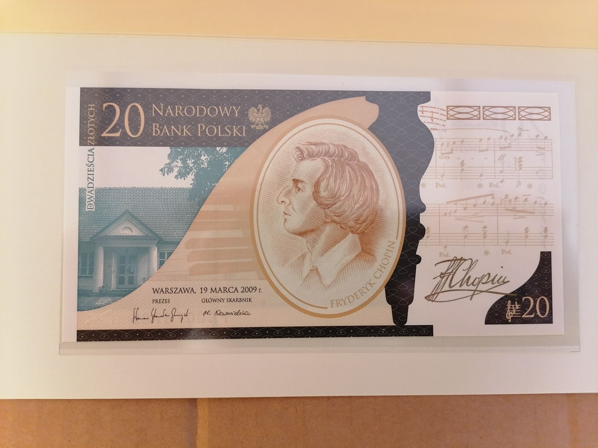 Banknot kolekcjonerski 20zł Fryderyk Chopin UNC