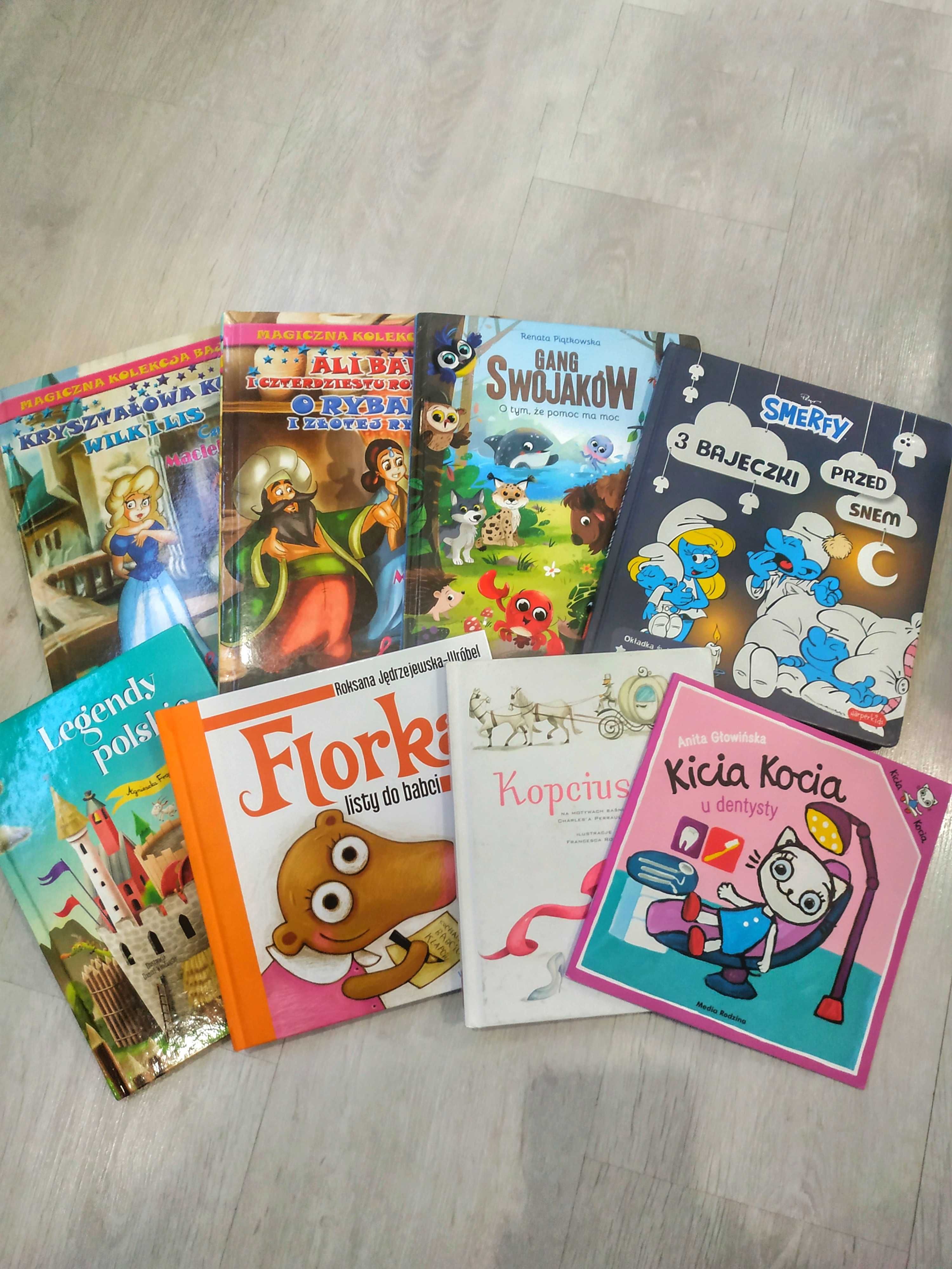 Zestaw komplet 8 książek dla dzieci Ryjówka Florka Kicia Kocia Smerfy
