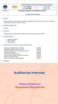 Modelo Procedimento do Sistema qualidade -Auditorias Internas