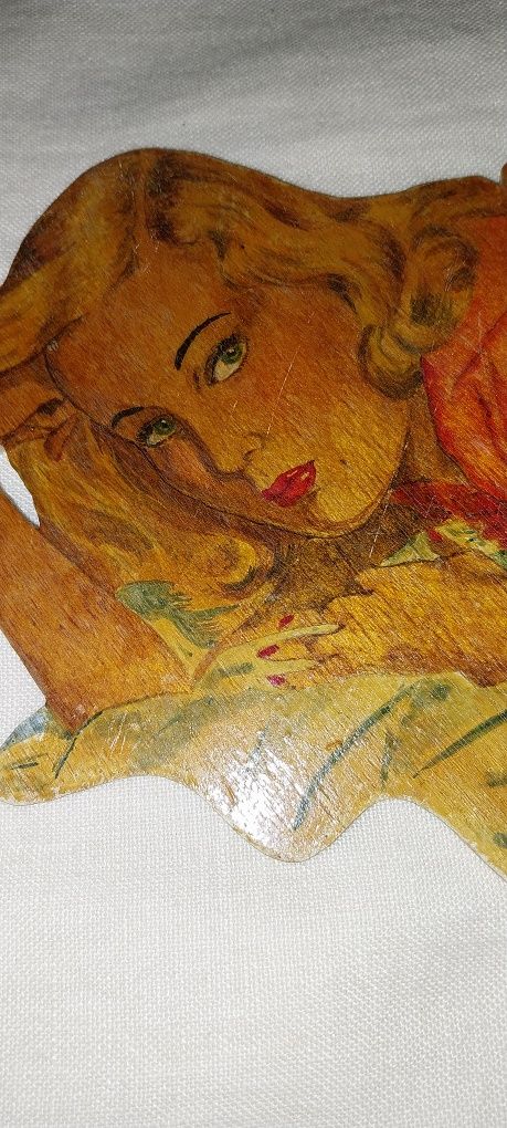 Pintura  em madeira de adolescente, em 1950