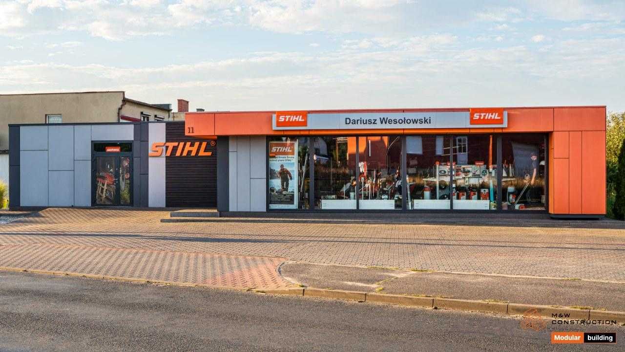 180m2 modułowy Pawilon Sprzedażowy, kontener usługowy
