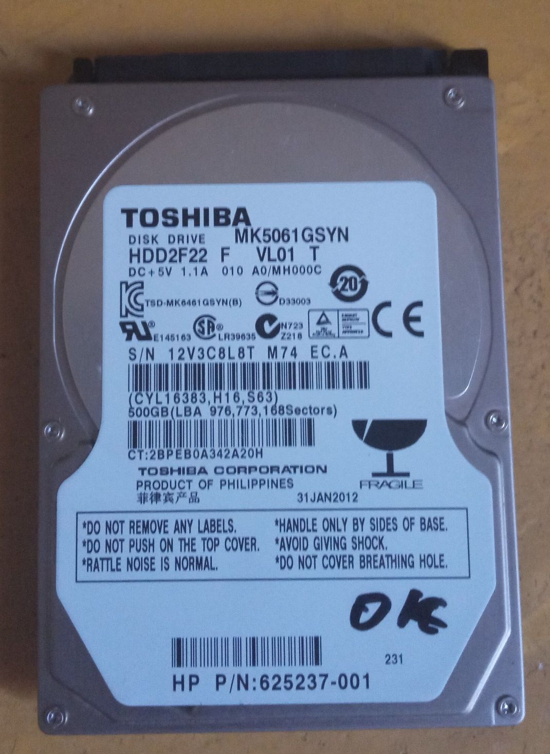 HDD Toshiba 2.5 500Gb (MK5061GSYN)