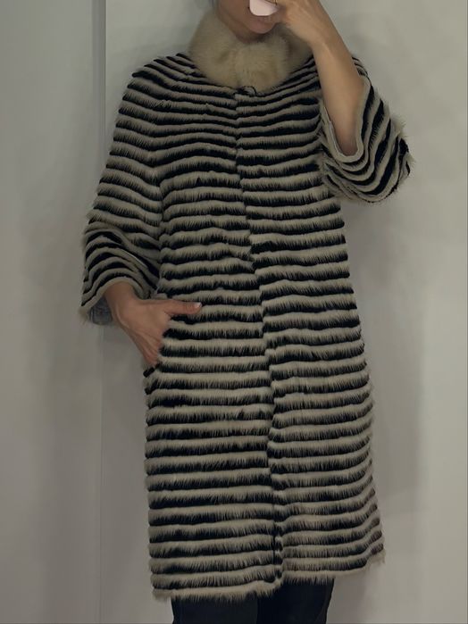 Plaszczyk z norki tkanej naturalnej rozm. S/M idealne nowe piekne