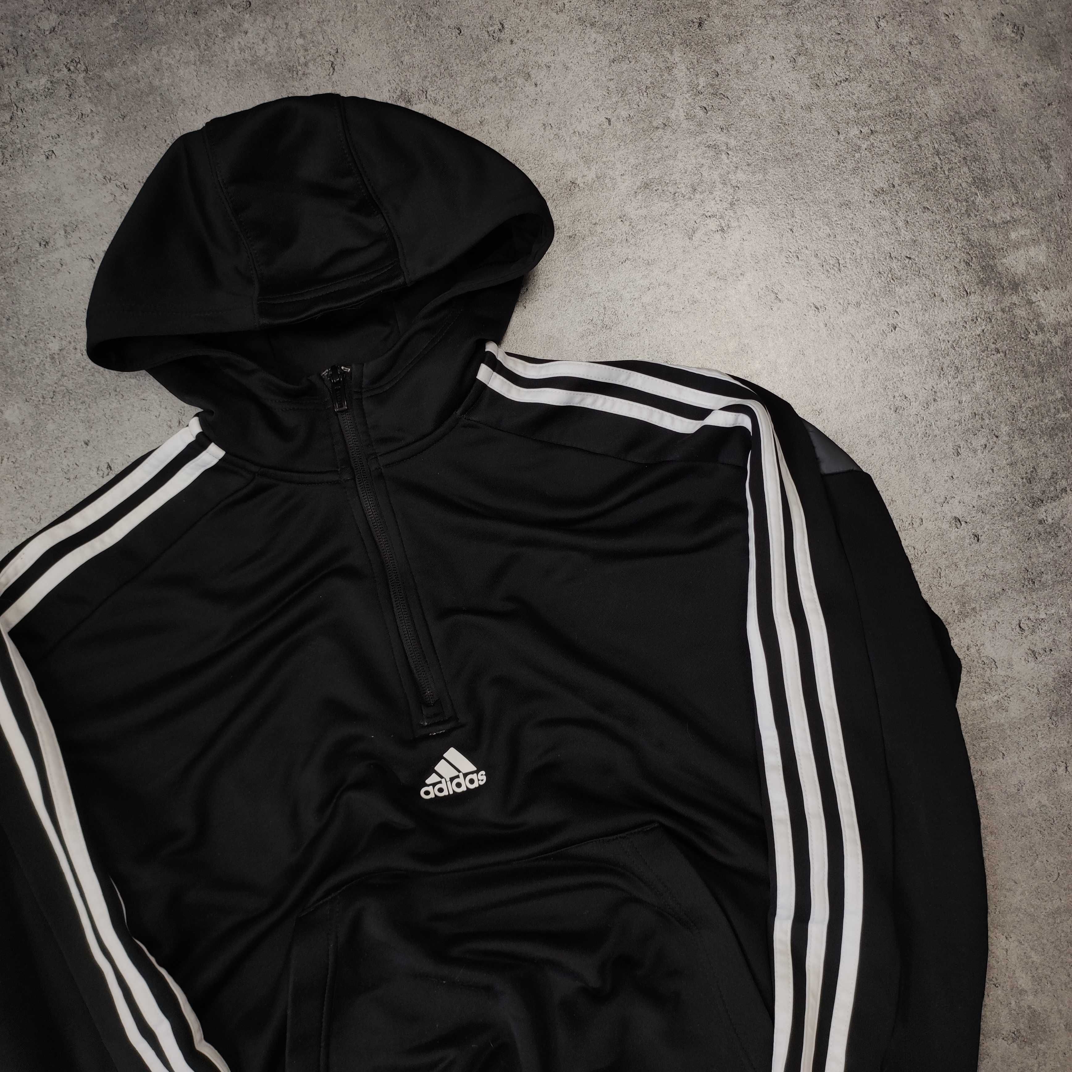 MĘSKA Bluza Sportowa Rozpinana z Kapturem Hoodie Adidas 3 Paski Clima