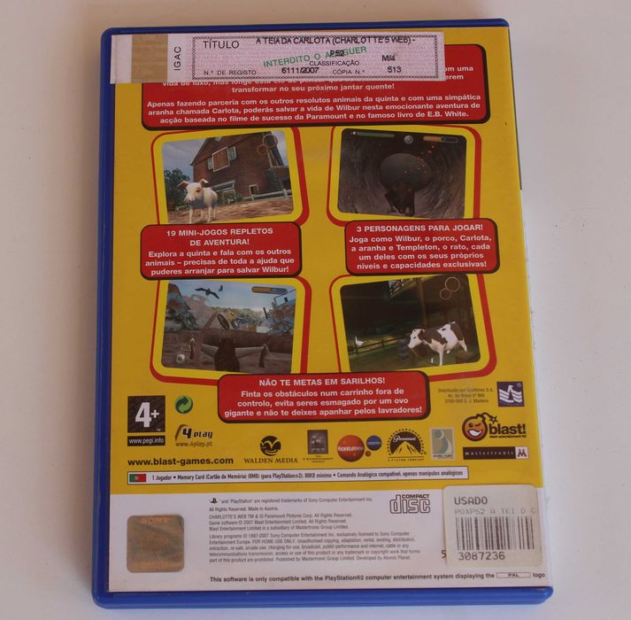 Jogo Playstation 2 Original "A Teia da Carlota"