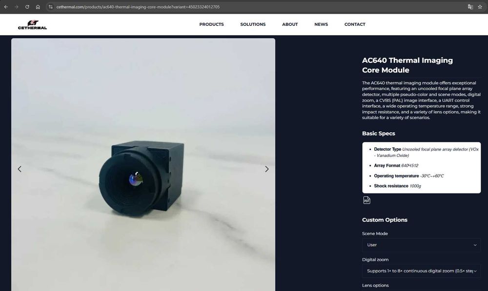 Аналогова тепловізійна камера AC640 Thermal Imaging Core Module