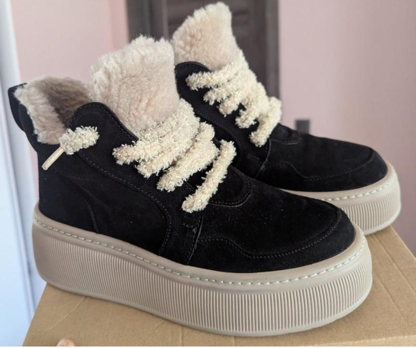 Нові жіночі зимові ботінки, черевики тедді натуральна замша, шкіра, же
