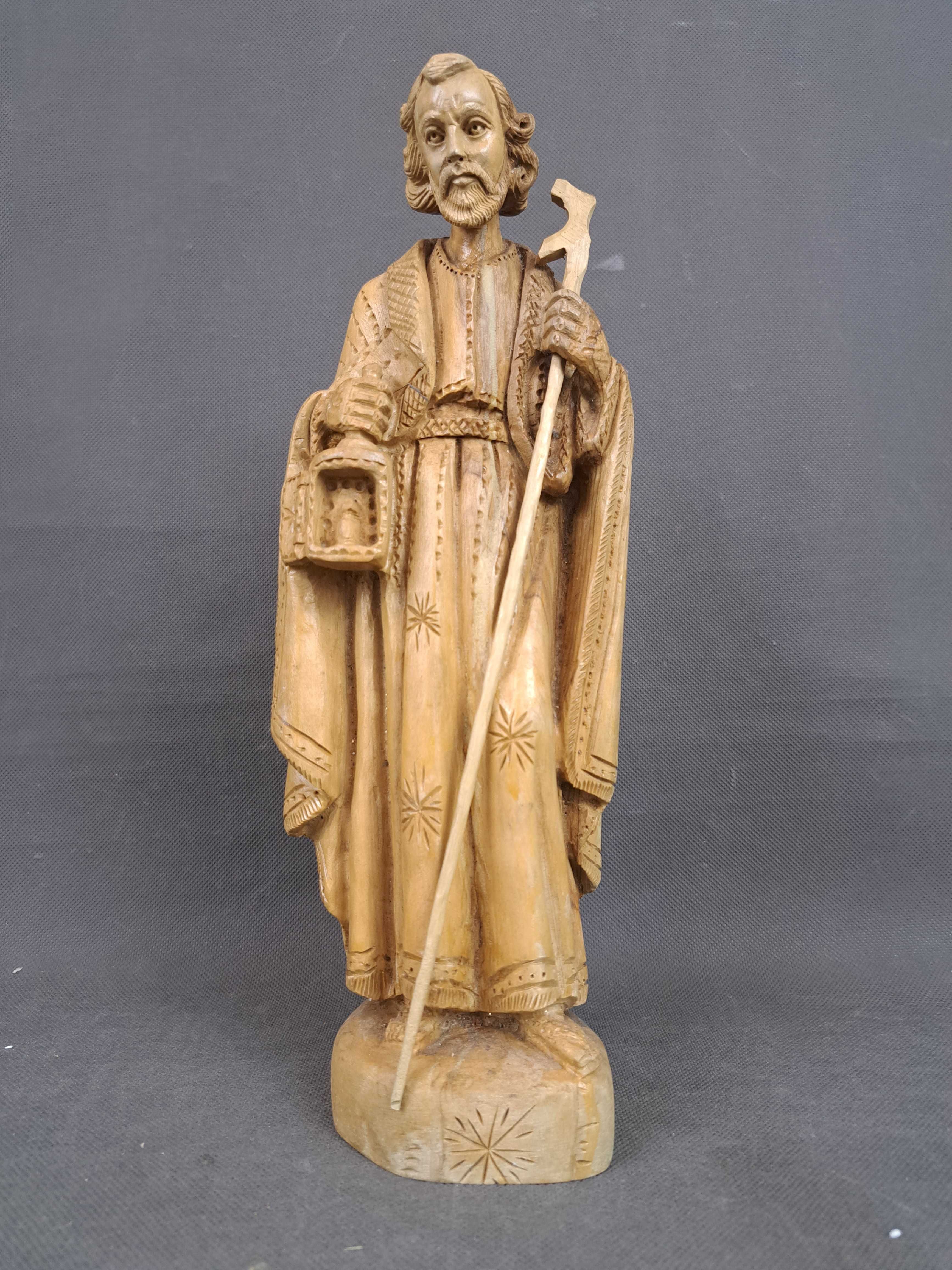 Święty Józef, rzeźba, drzewo oliwne, Ziemia Święta 1985 r. wys. 32 cm