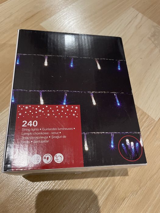 Lampki choinkowe 240LED bialo niebieskie do wenatrz i na zewnatrz