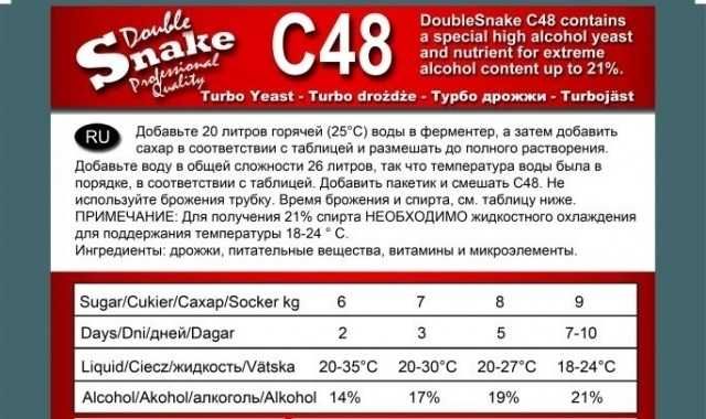 Double Snake C48 Турбо дріжджі для вина Puriferm XXL,Alcotec Mega Pack