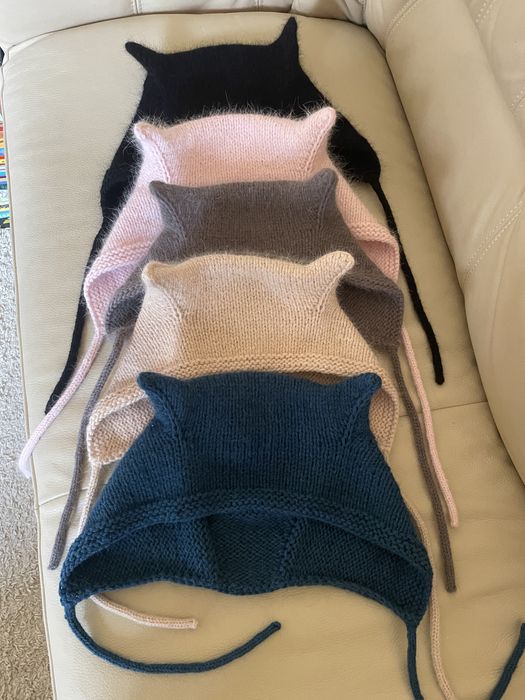 czapka z uszami kota bonetka dla dorosłych handmade puchata kotka