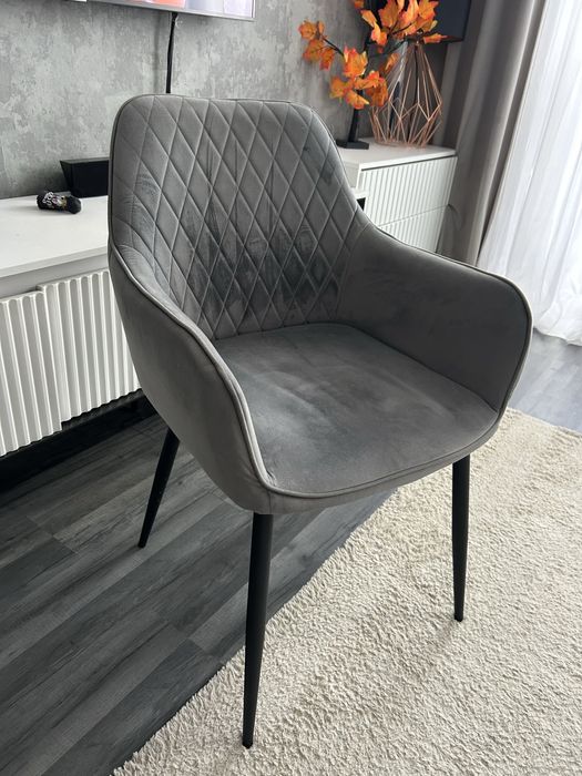 Krzeslo welurowe velvet szare