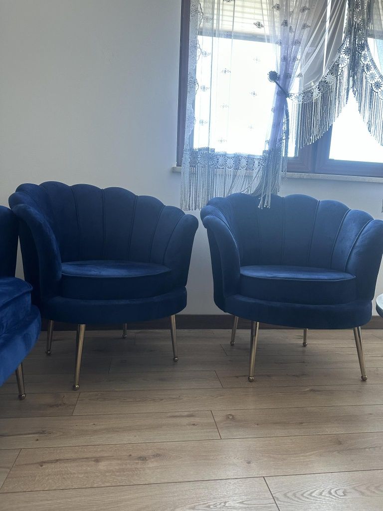 Sofa muszelka +2 fotele