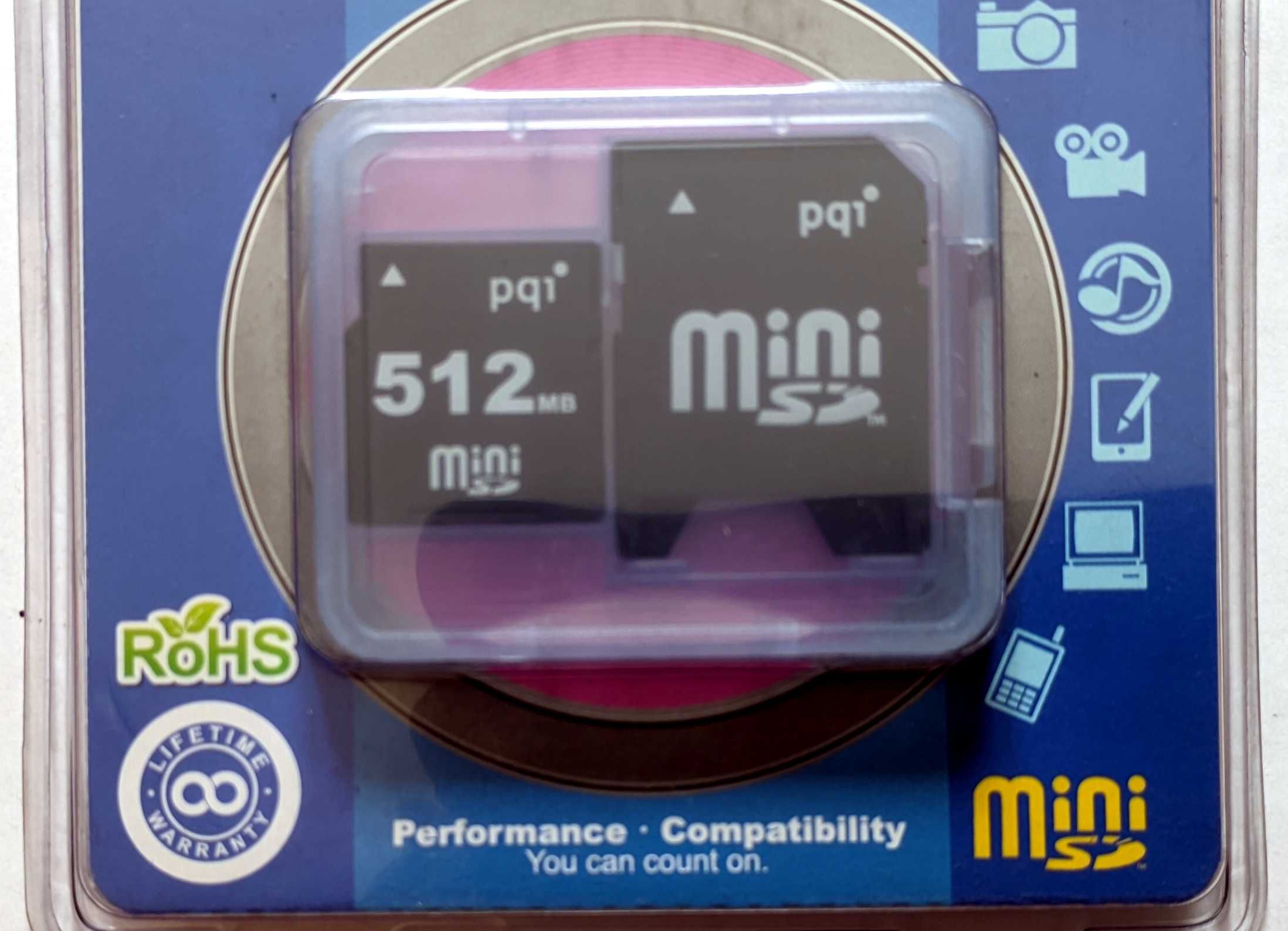 Karta pamięci miniSD o pojemności 512 MB Adapter SD