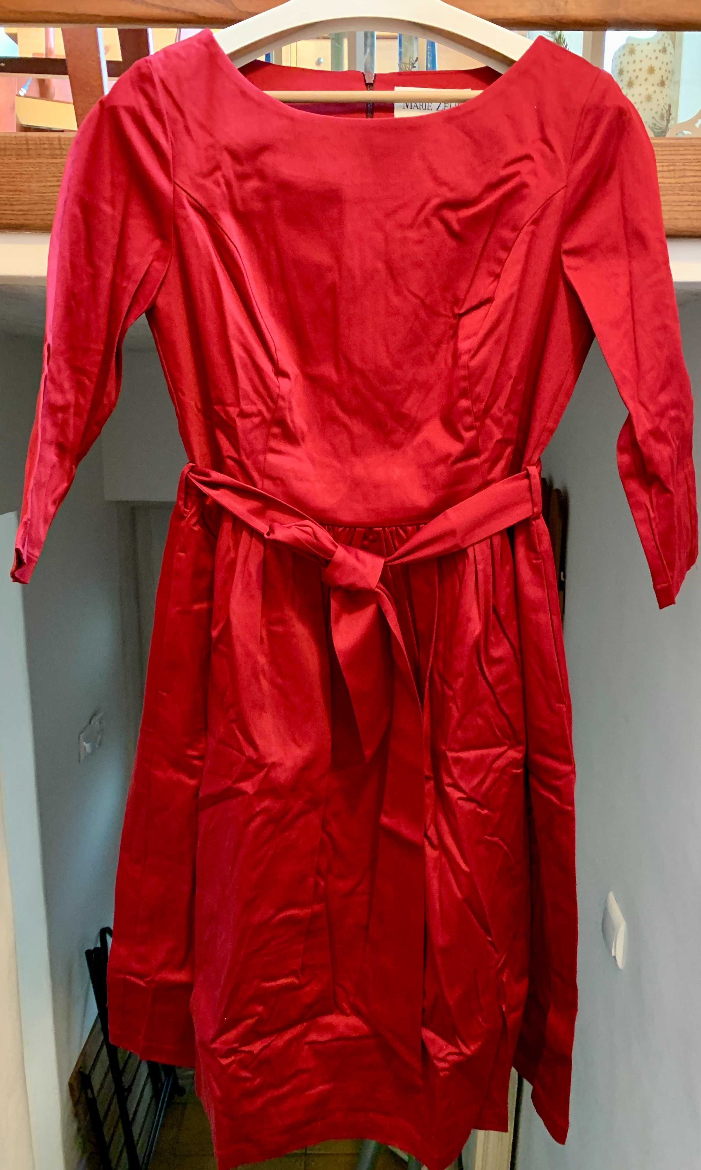 Sukienka Melia Bawełna z elastanem Bordo rozmiar 40 Marie Zelie