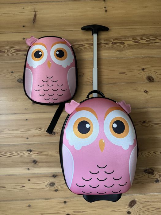 Plecak i walizka na kółkach dla dzieci sowa