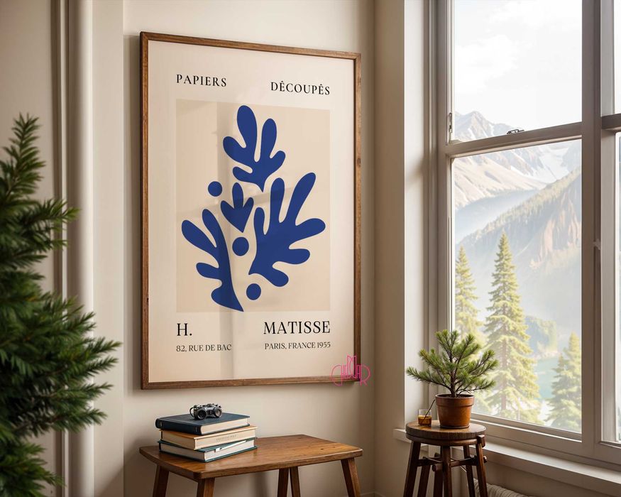 Plakat Matisse, niebieski wycinki papieru, 30x40
