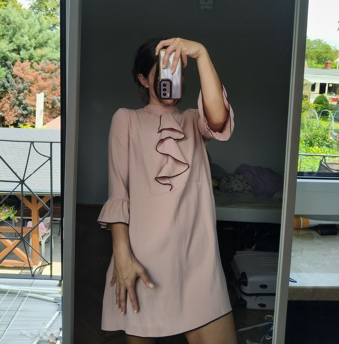 Zara różowa sukienka szeroka luźna S