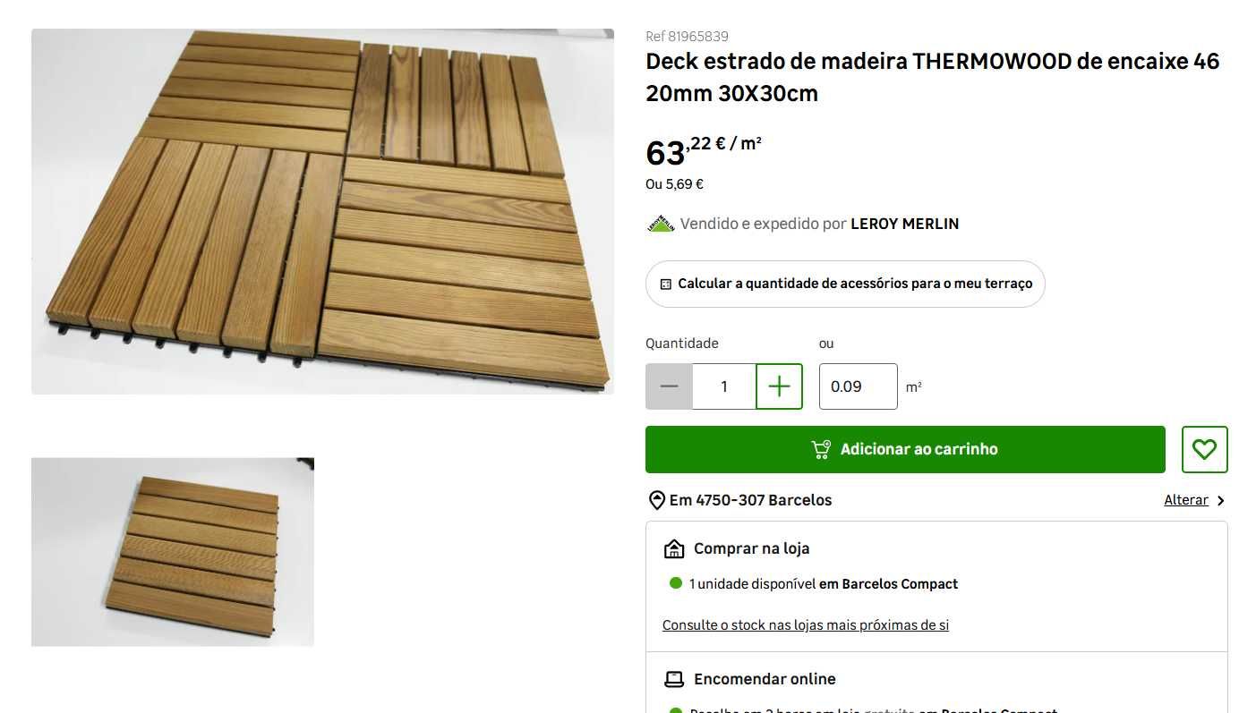 Deck de Madeira THERMOWOOD – 11,6 m² (Precisa de manutenção leve)