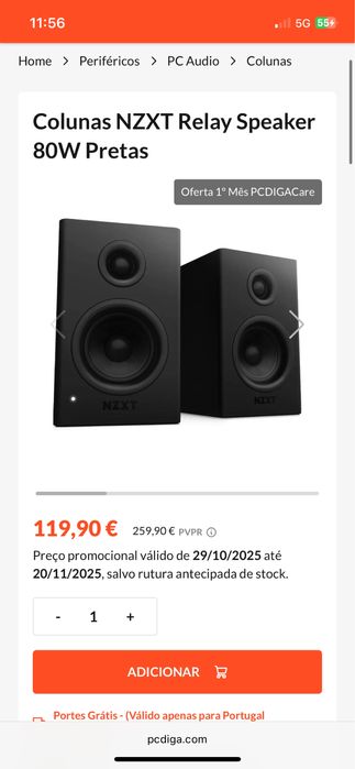 Colunas NZXT 80w NOVAS