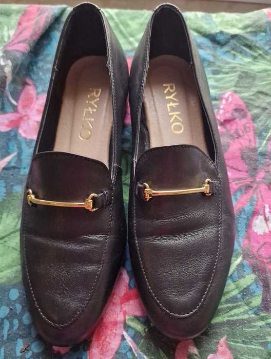 RYŁKO skórzane mokasyny z ozdobną sprzączką 100% skóra naturalna nowe