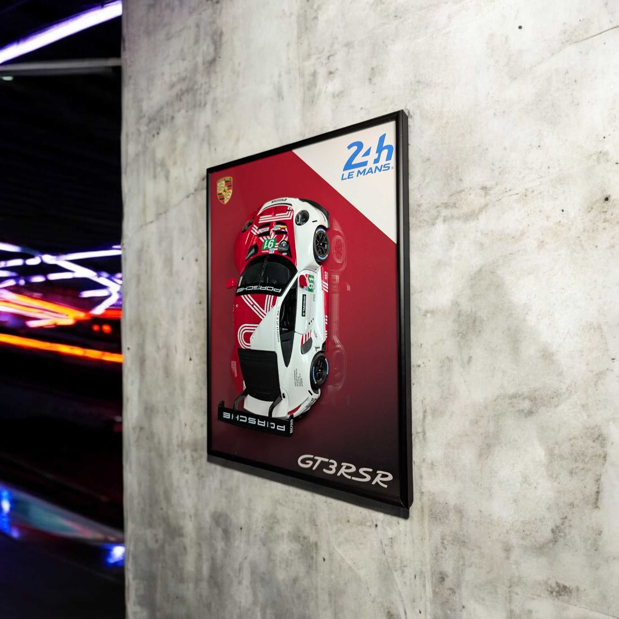 Машинка Bburago З АРТ Рамкою Porsche 911 RSR 24h Le Mans порше леман