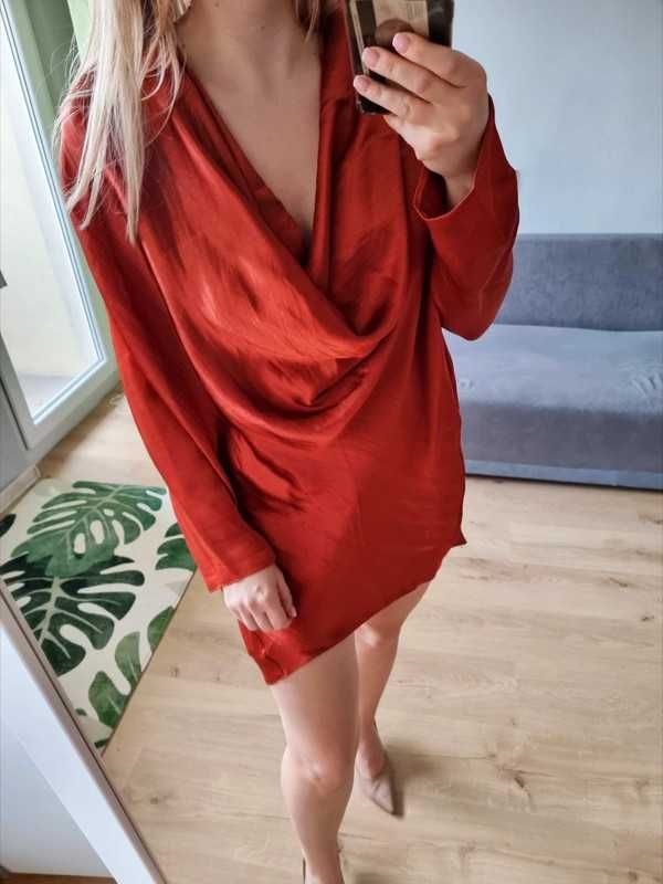 Sukienka satynowa S 36 ASOS wigilia, boże narodzenie, sylwester