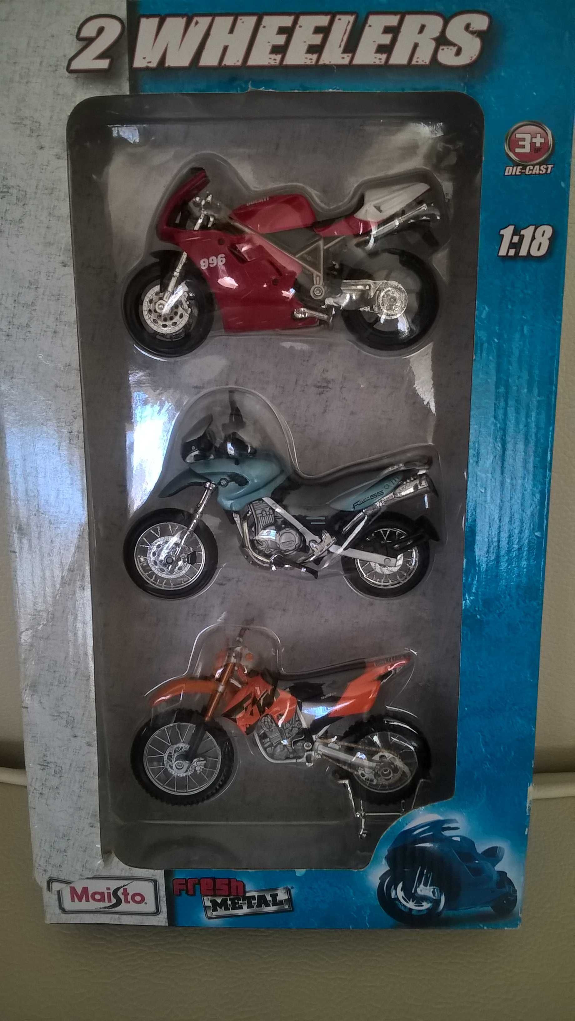 Mota BMW Burago R1150 R5 Conjunto 3 Motas Maisto 1:18 Fresh Metal Novo