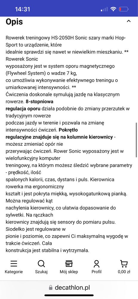 Rowerek stacjonarny