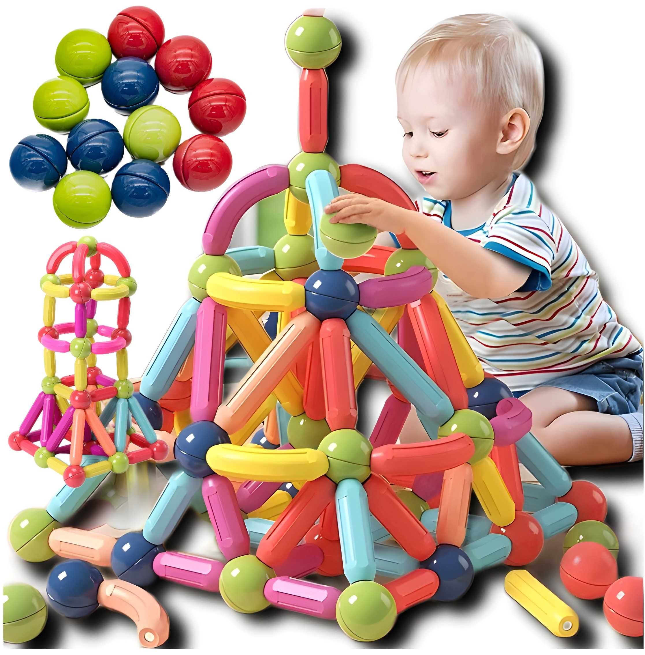 Klocki Magnetyczne konstrukcyjne Zestaw 64 Magnetic Sticks Edukacyjne