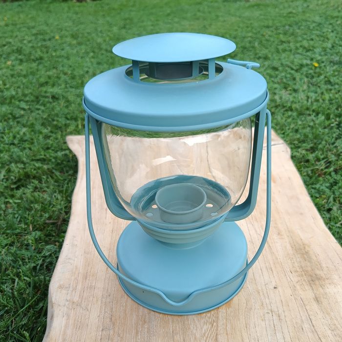 Lampion latarenka Ikea morkt w kolorze miętowym na tealight