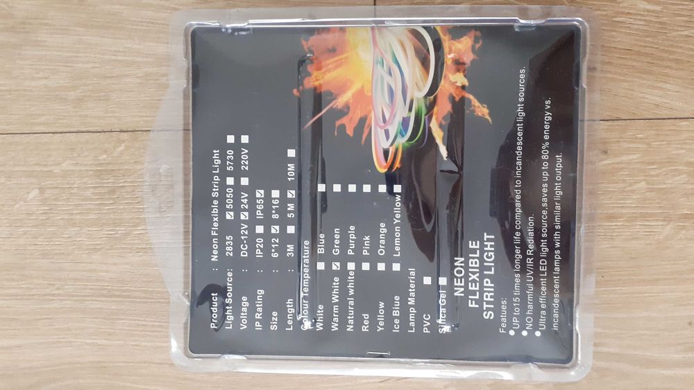 Taśma LED neon 5m 12V IP65 ciepła biała