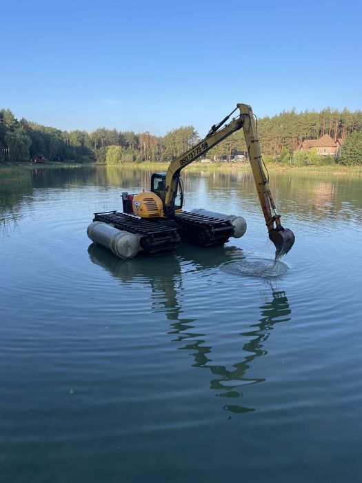 Очистка водоемов Плавающий экскаватор Земснаряд Намыв песка Пляжи