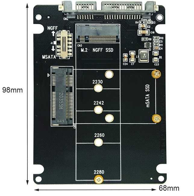 Adaptador/Conversor mSATA Para SATA 2.5/ m.2 SATA SSD Para SATA 2.5