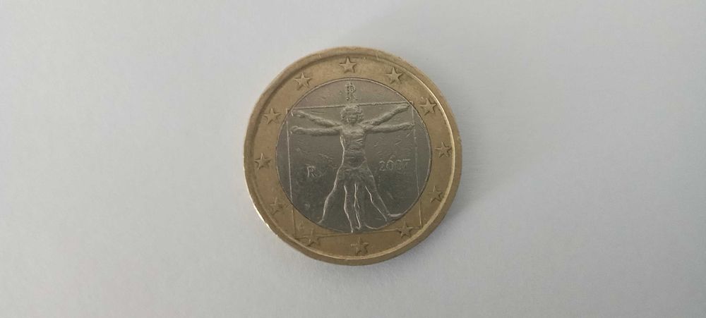 Moeda 1 euro 2007 Itália Leonardo Da Vinci