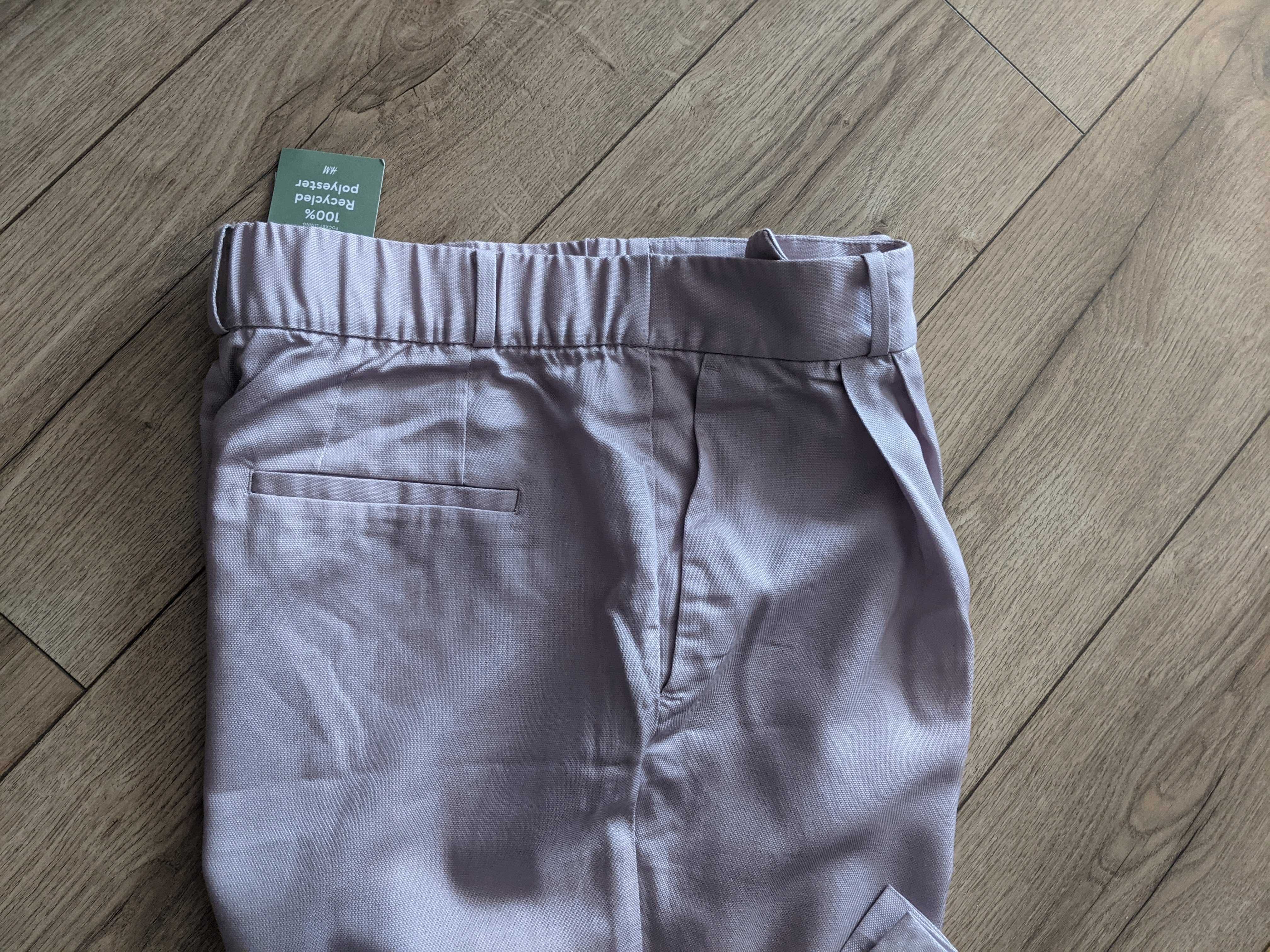 Spodnie damskie 48 H&M jedwab liliowe eleganckie pas98