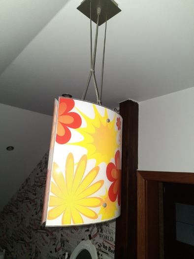 żyrandol/lampa młodzieżowy, szklany w kwiaty