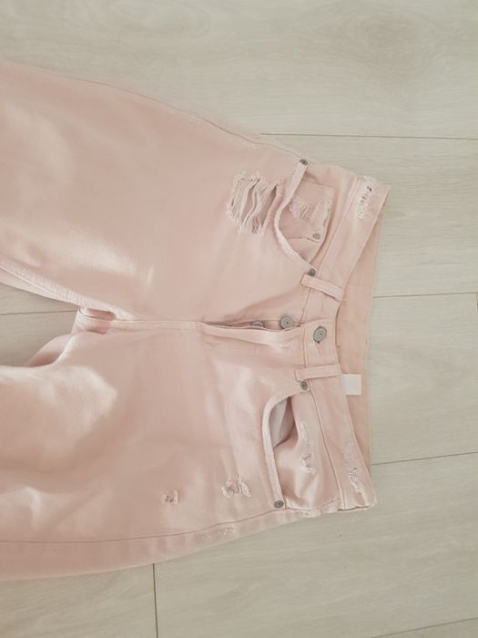 Pudroworóżowe jeansy h&m