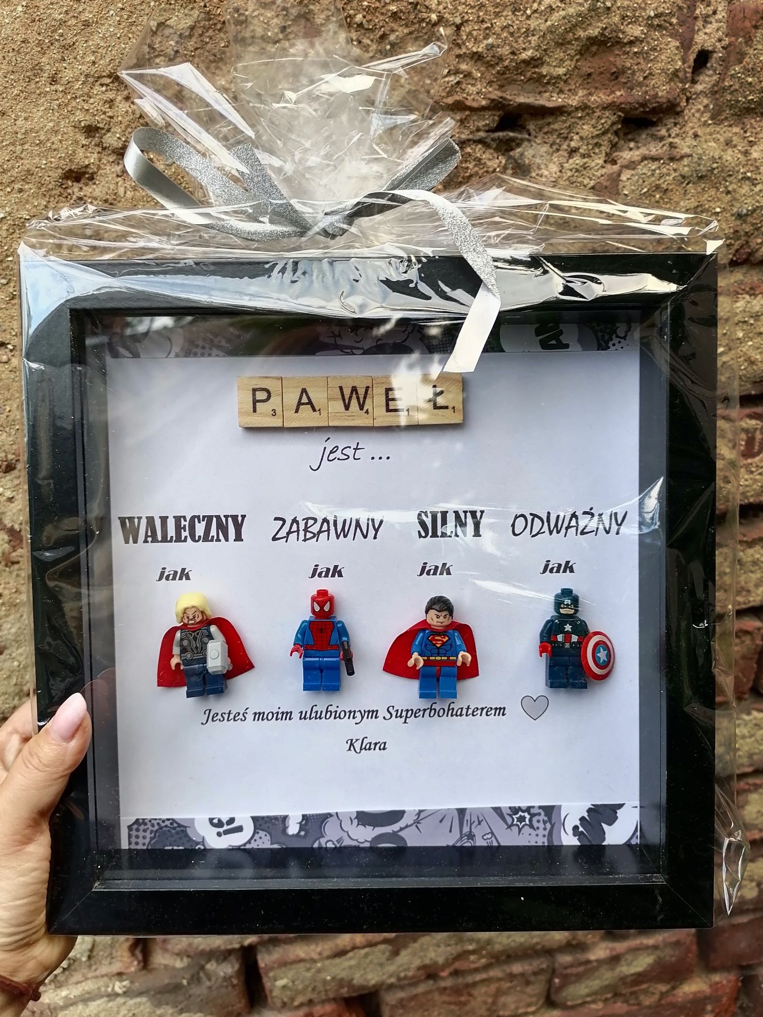 Ramka dzień ojca prezent dla Taty figurki lego ludziki Marvel Avenges