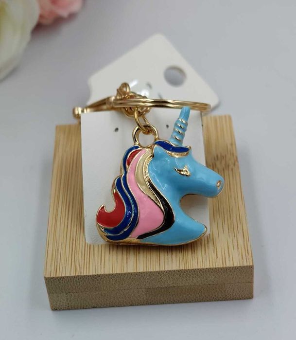 Brelok Jednorożec Niebieski Uroczy Zawieszka do Kluczy Torebki Plecaka