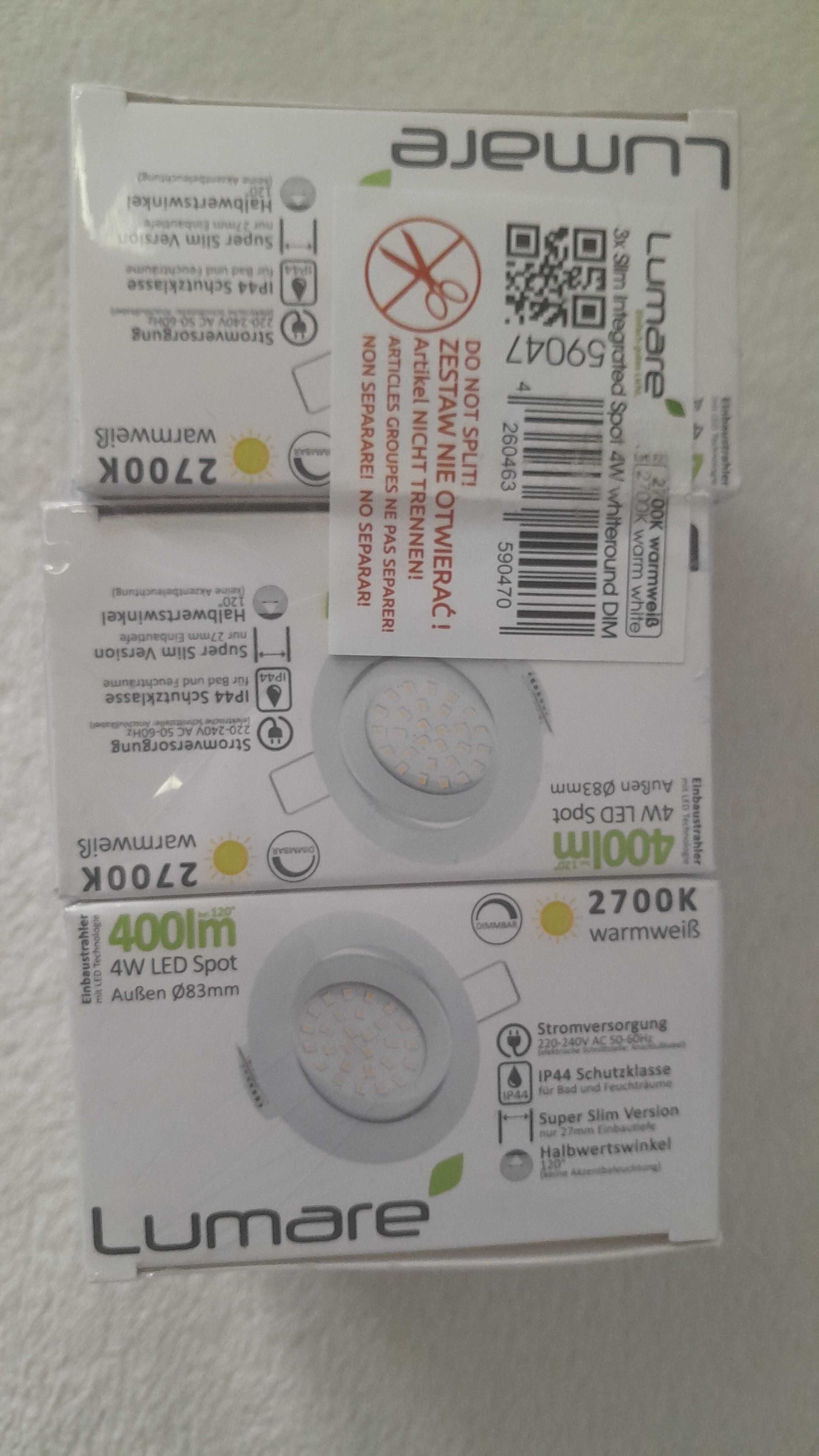 Oczko wpuszczane LED 27 mm reflektor sufitowy 4W Zestaw 3 Ciepła biel