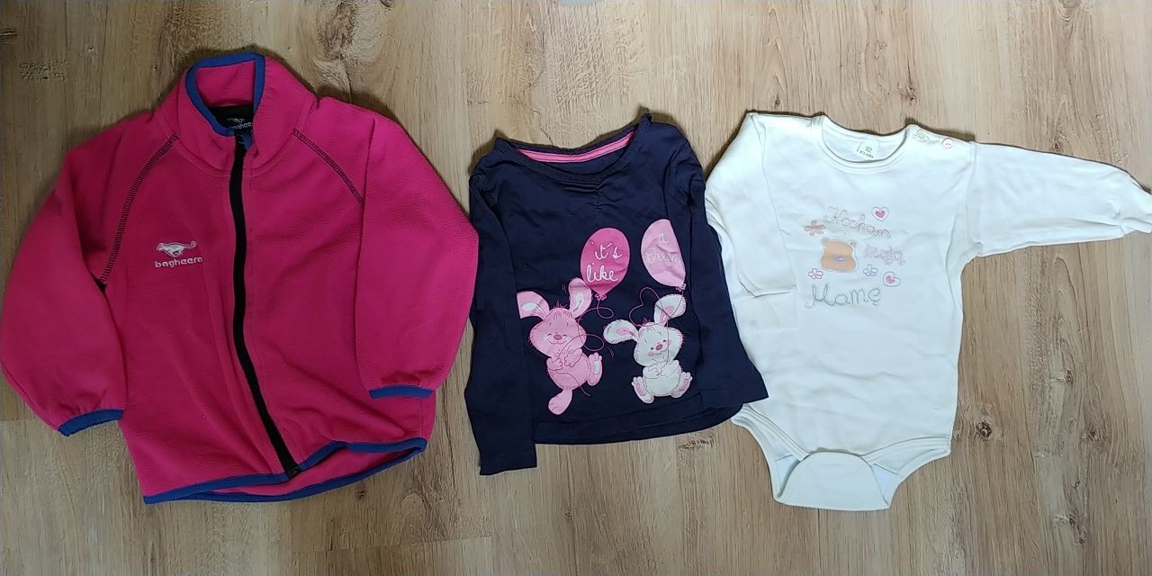 Zestaw dla dziewczynki rozm. 86 body dresy bluza polar