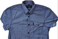 Брендовая мужская рубашка с коротким рукавом размер S 100% хлопок
