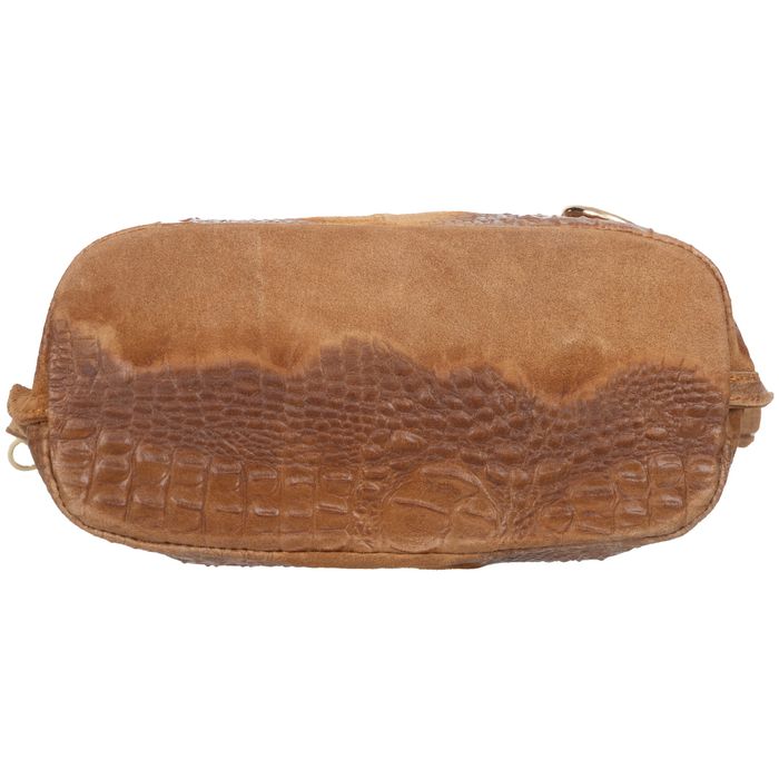 TOREBKA damska zamszowa worek shopper z kłódeczką kroko V493 granatowa