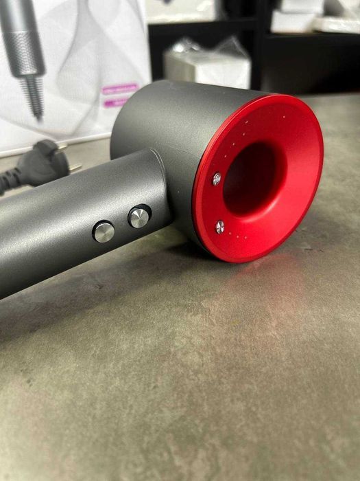 Фен Super Dyson, 5 насадок, колір сірий-червоний іонізація