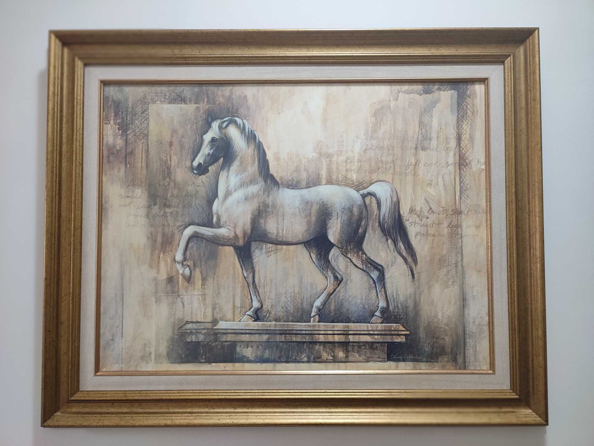 Quadro dourado cavalo 100x80cm