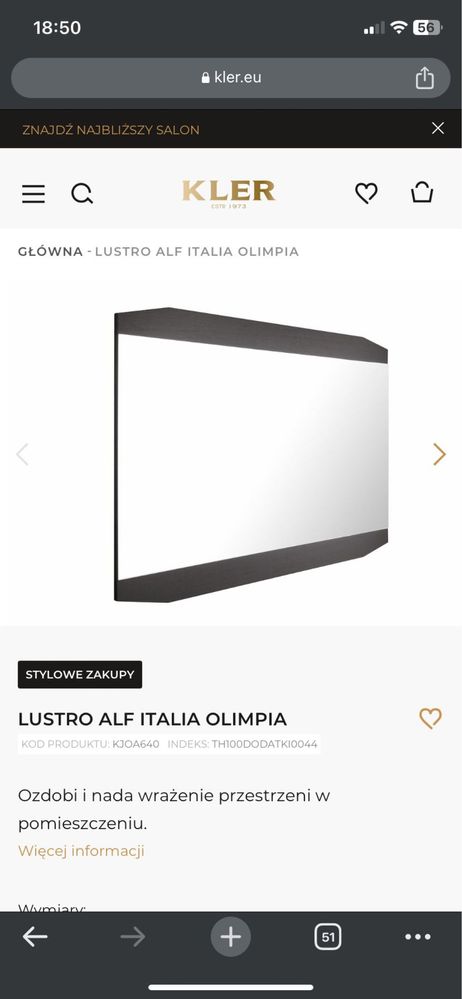 Lustro Kler ALF ITALIA OLIMPIA 100x150