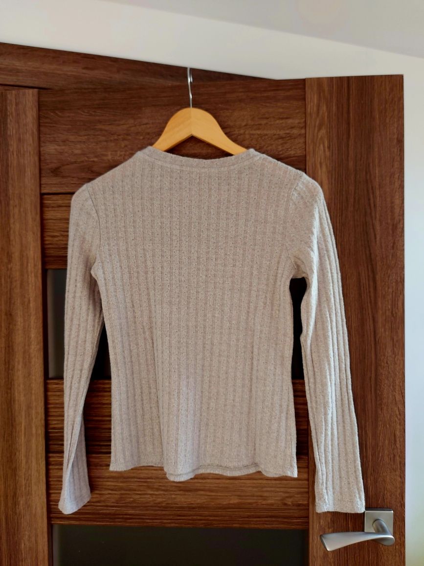 Sweter z perełkami S 36 szary