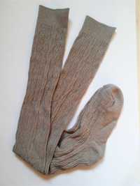 szare zakolanówki taupe beżowe prążkowane elastyczne bawełniane brązow