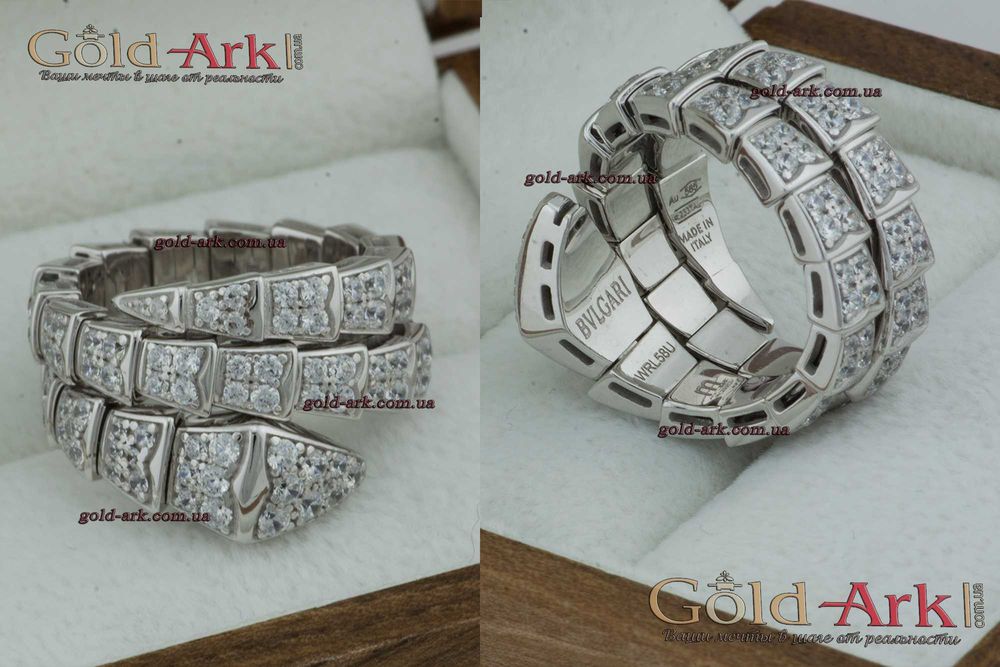 Кольцо змея из белого золота